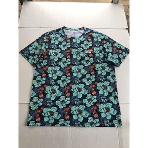 Hurley Men's Blue Graphic Floral Vibes Crew-Neck Short-Sleeve T-Shirt L New RB